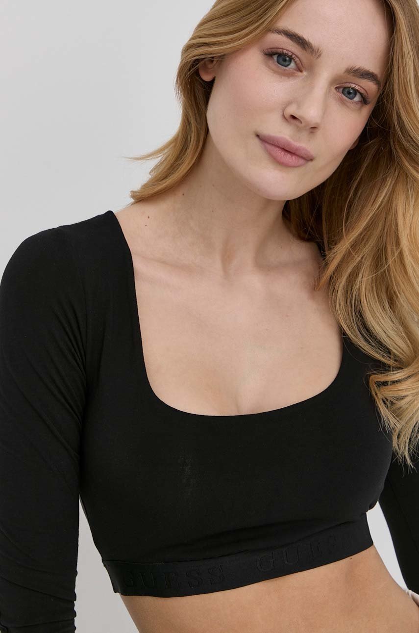 

Блуза с дълги ръкави Guess дамски в черно, Черен