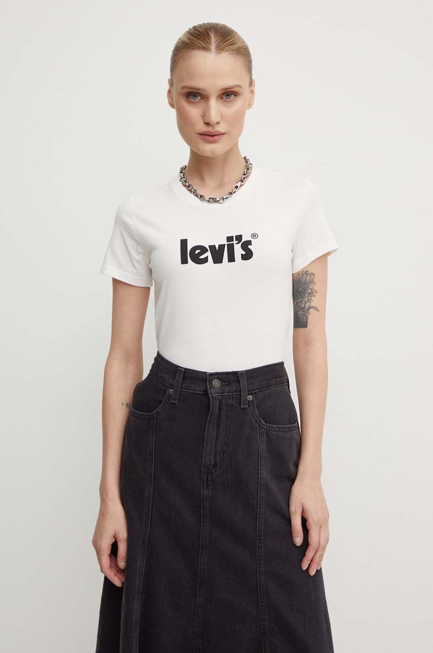 Bombažen T-shirt Levi's Bela Barva