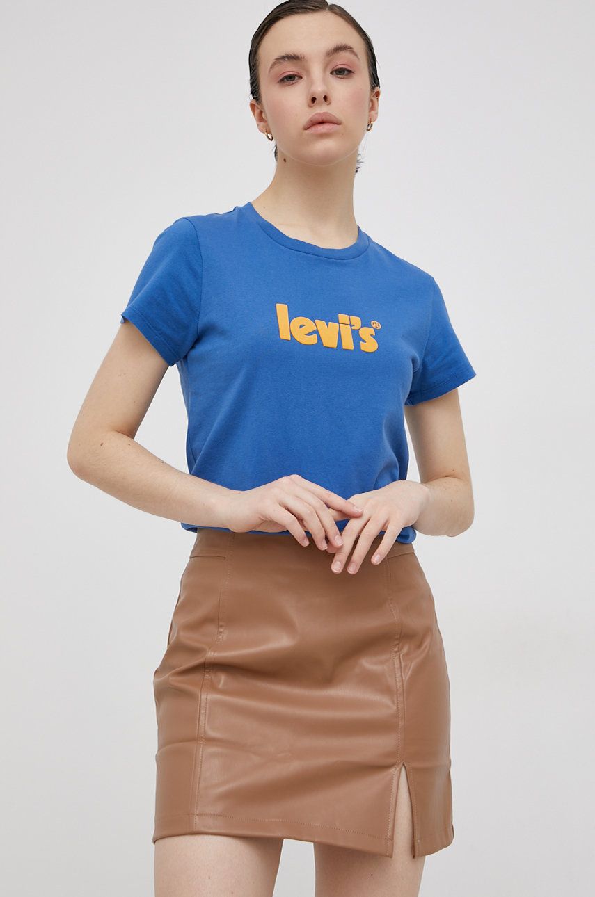 Bavlněné tričko Levi′s - modrá -  100% Bavlna