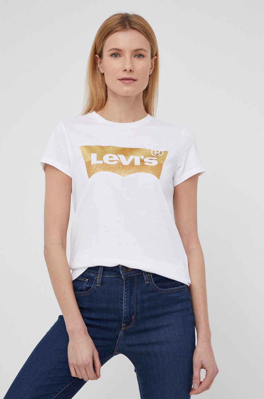 

Памучна тениска Levi's в бяло, Бял