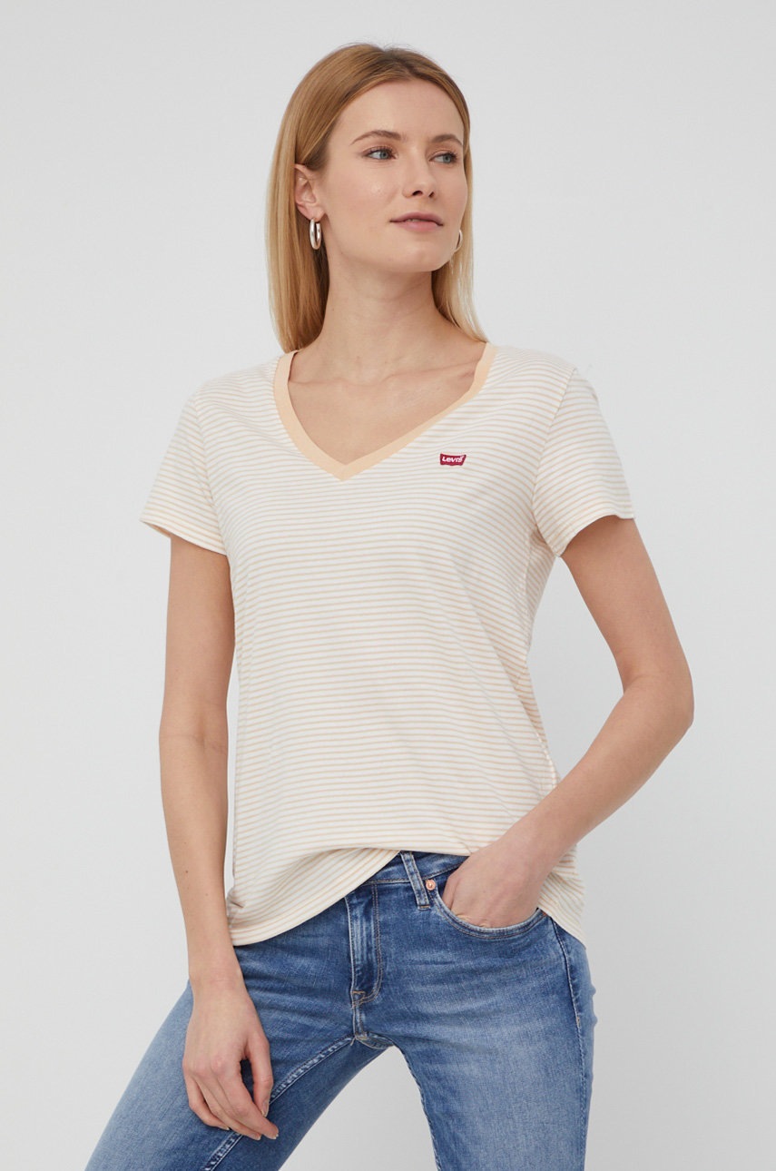 

Памучна тениска Levi's в бежово, Бежов