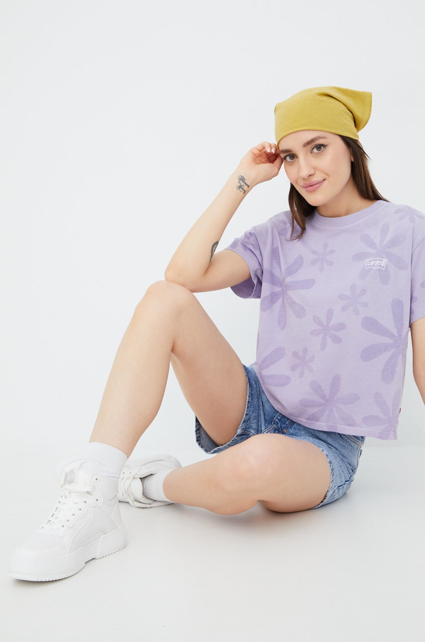 

Памучна тениска Levi's в лилаво, Виолетов