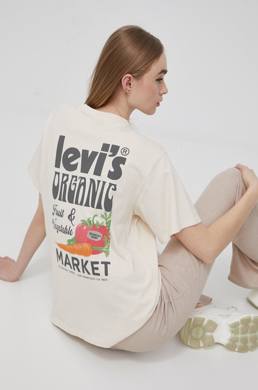 

Памучна тениска Levi's в бежово, Бежов