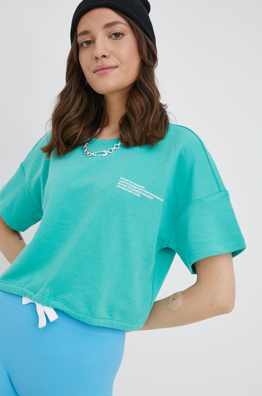 E-shop Bavlněné tričko Only tyrkysová barva