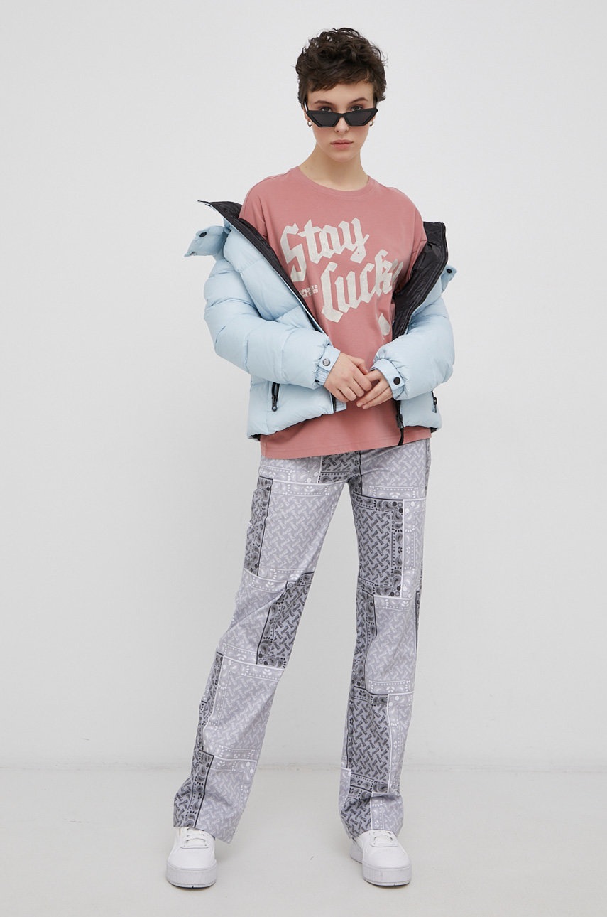 

Хлопковая футболка Superdry цвет розовый