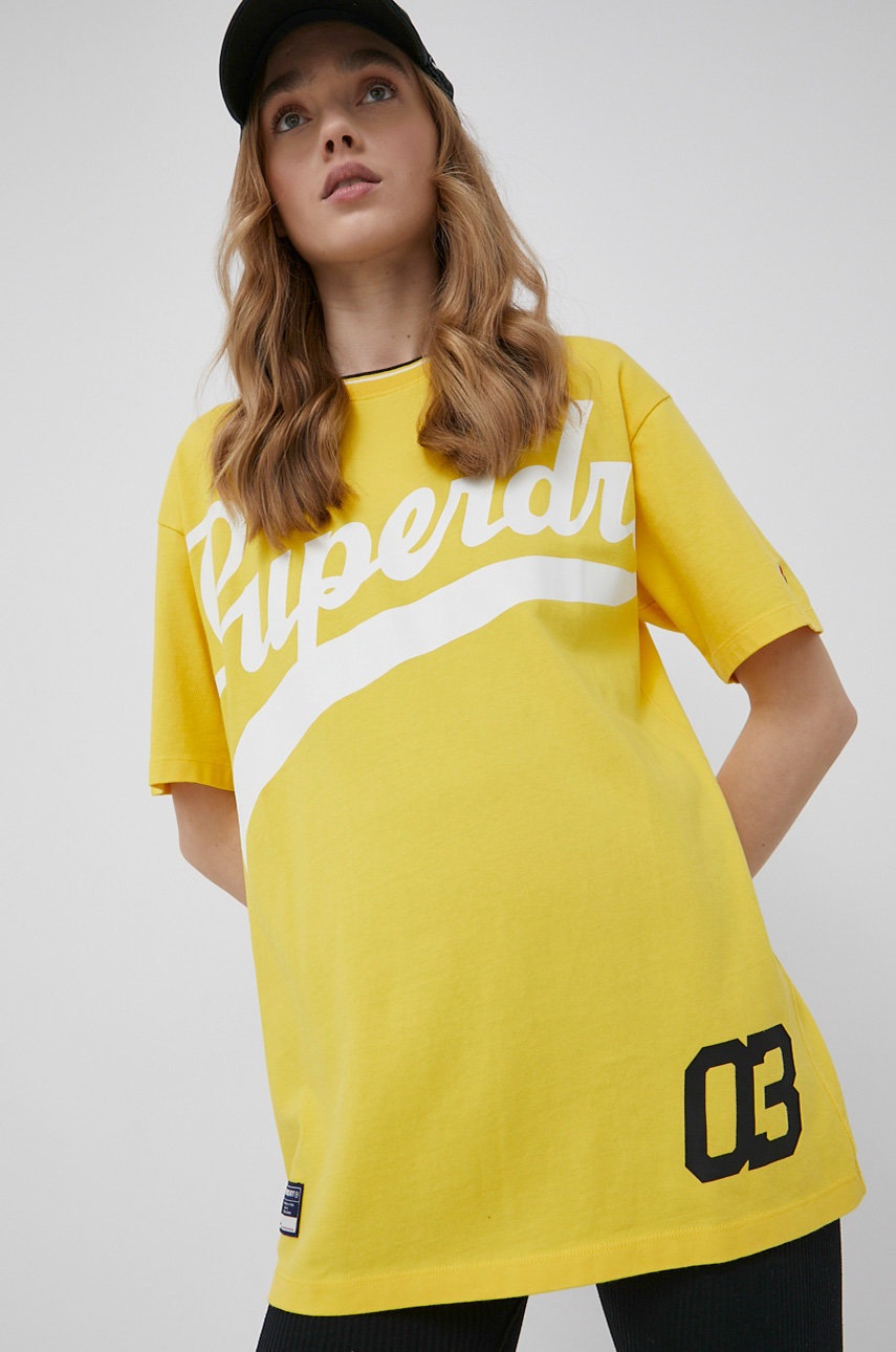 

Памучна тениска Superdry в жълто, Жълт