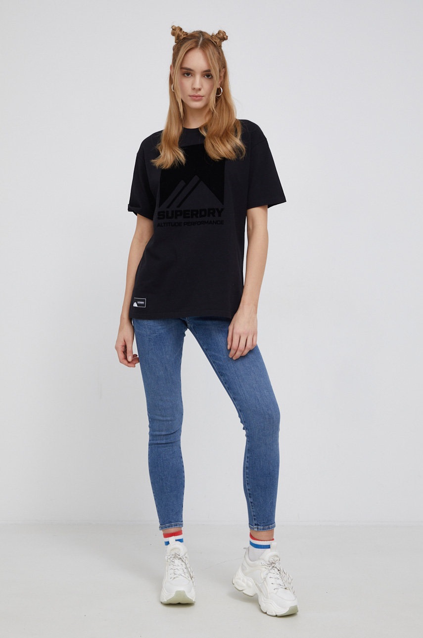 

Хлопковая футболка Superdry цвет чёрный