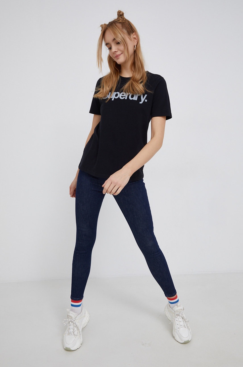 

Хлопковая футболка Superdry цвет чёрный