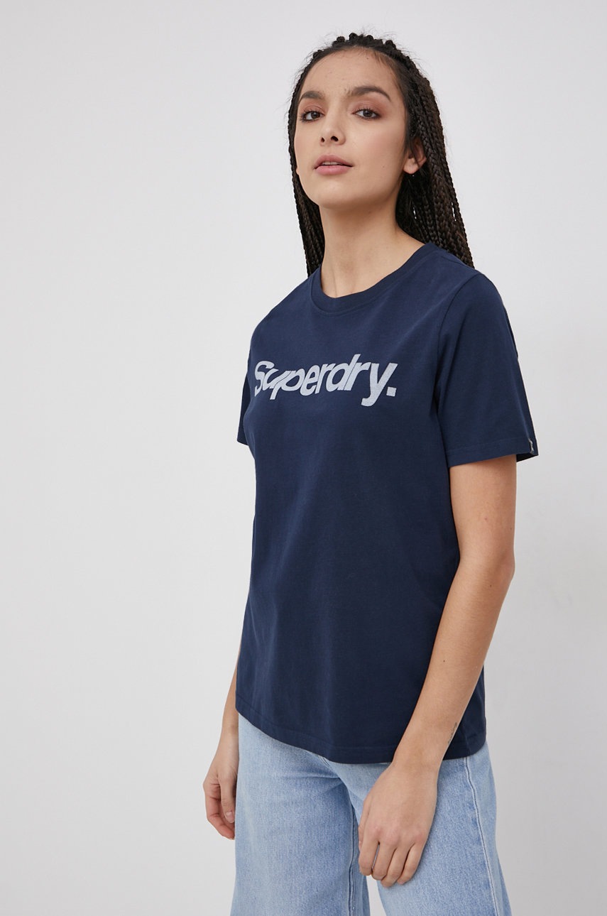 

Бавовняна футболка Superdry колір синій
