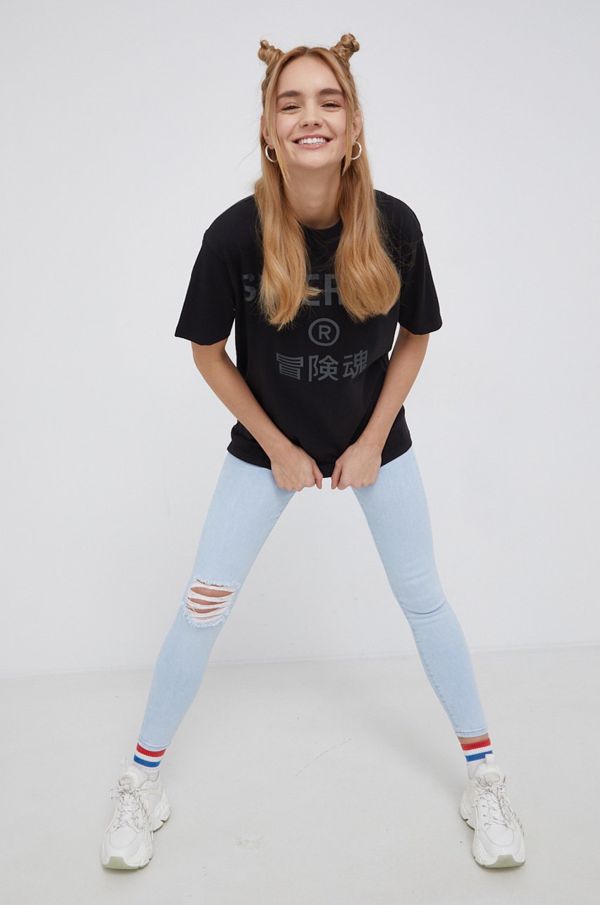 

Хлопковая футболка Superdry цвет чёрный