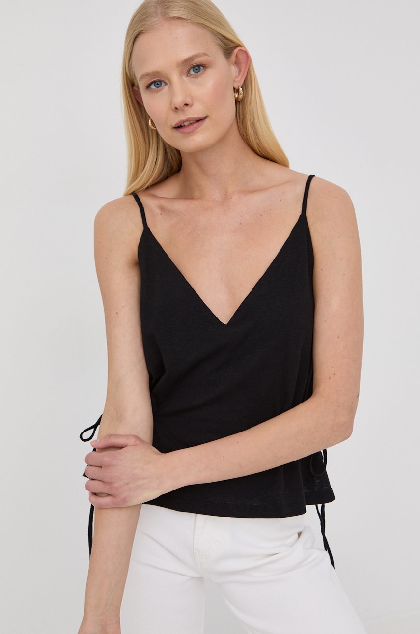 

Ленен топ Young Poets Society в черно, Черен