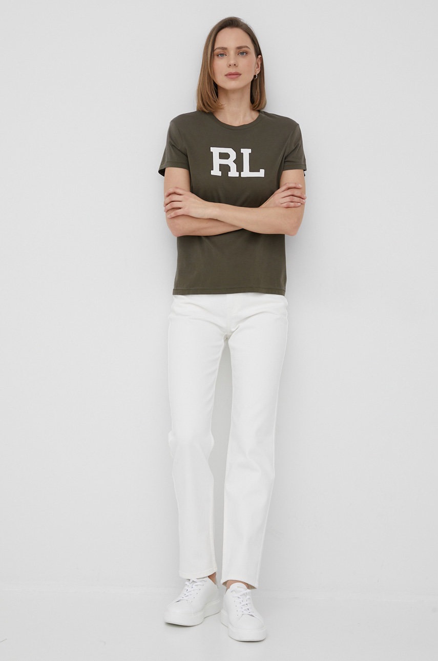 

Памучна тениска Polo Ralph Lauren в зелено, Зелен