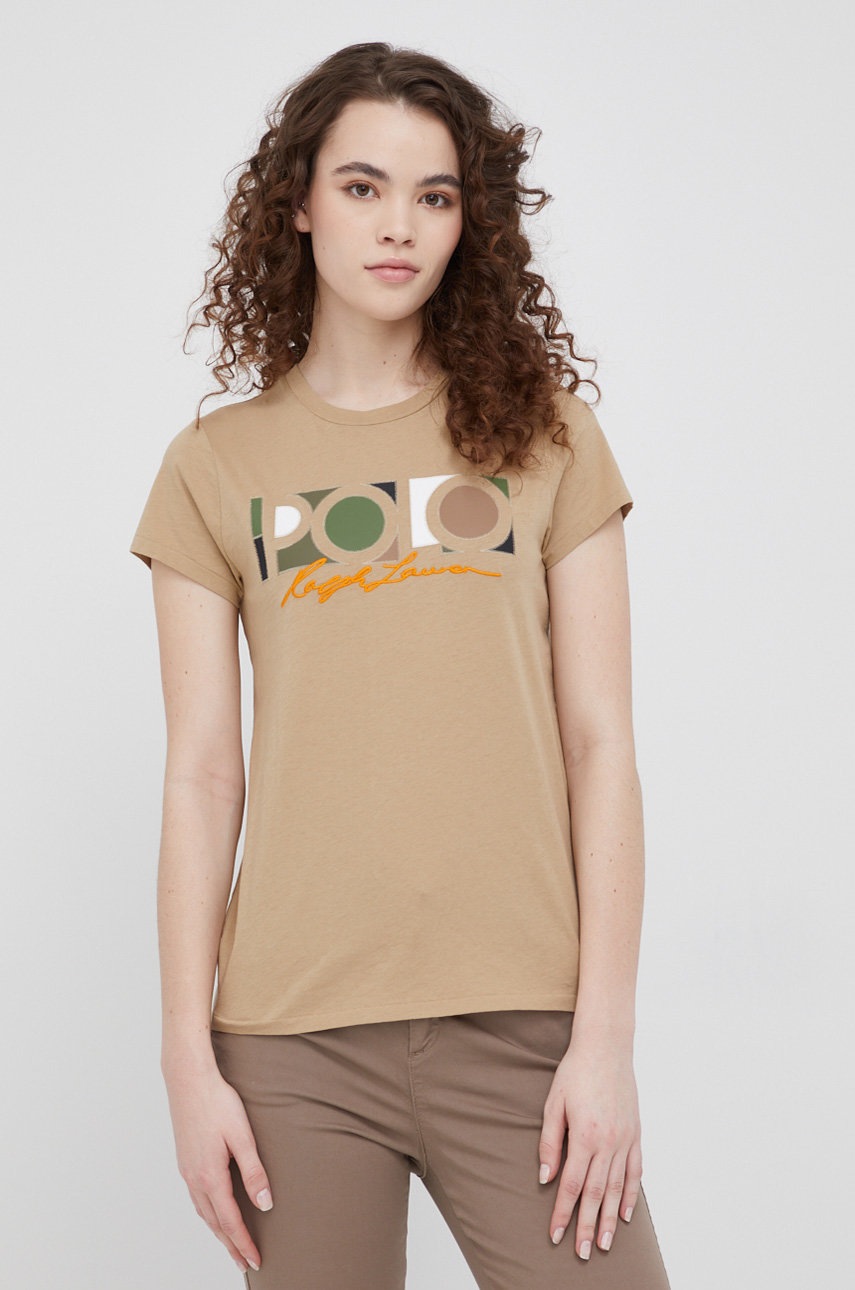

Памучна тениска Polo Ralph Lauren в бежово, Бежов