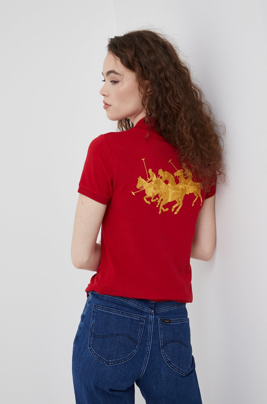 

Тениска Polo Ralph Lauren дамски в червено с яка тип peter pan, Червен