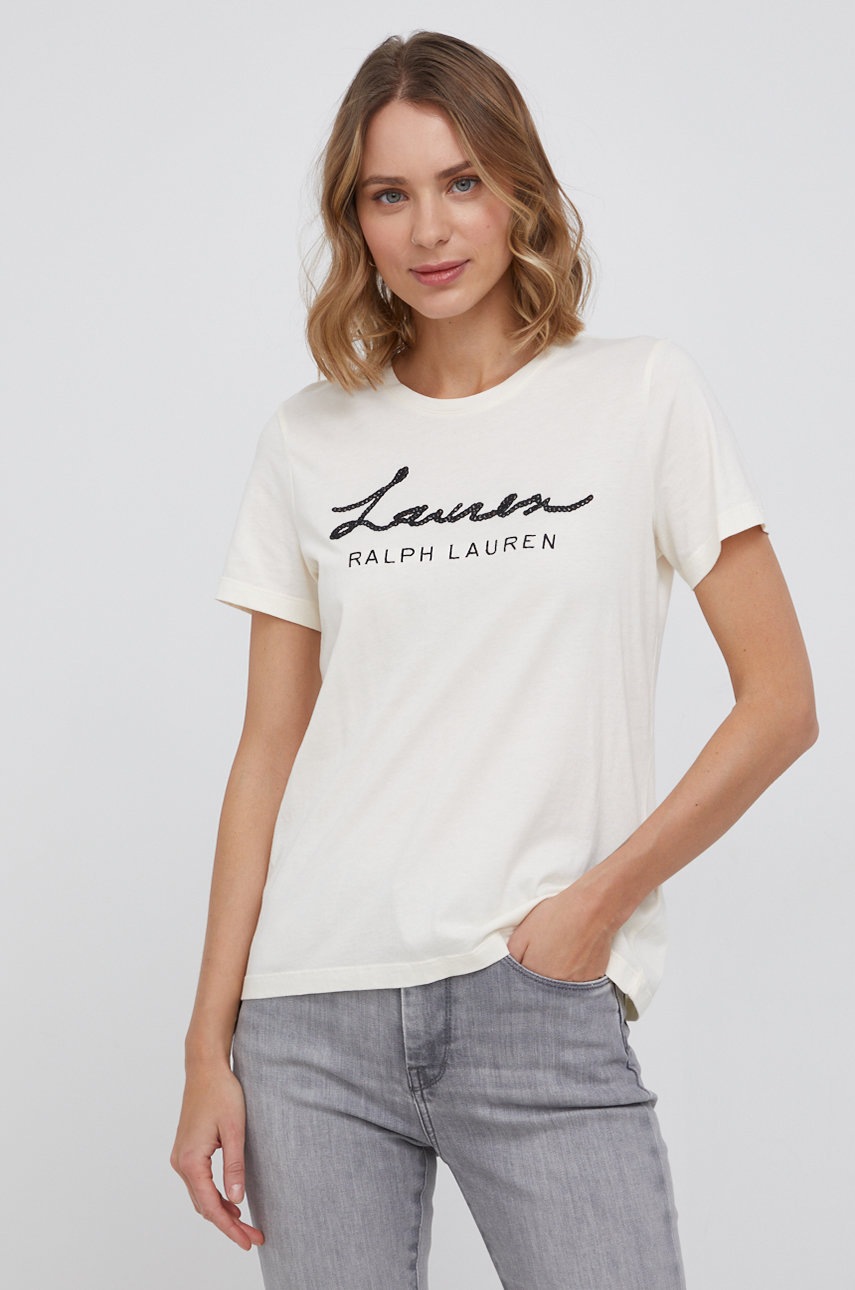 

Тениска Lauren Ralph Lauren дамска в кремаво, Бежов