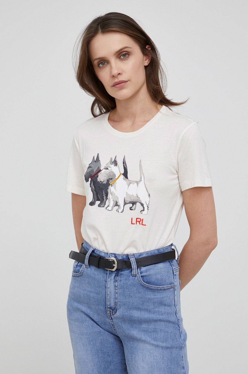 

Тениска Lauren Ralph Lauren дамска в бежово, Бежов