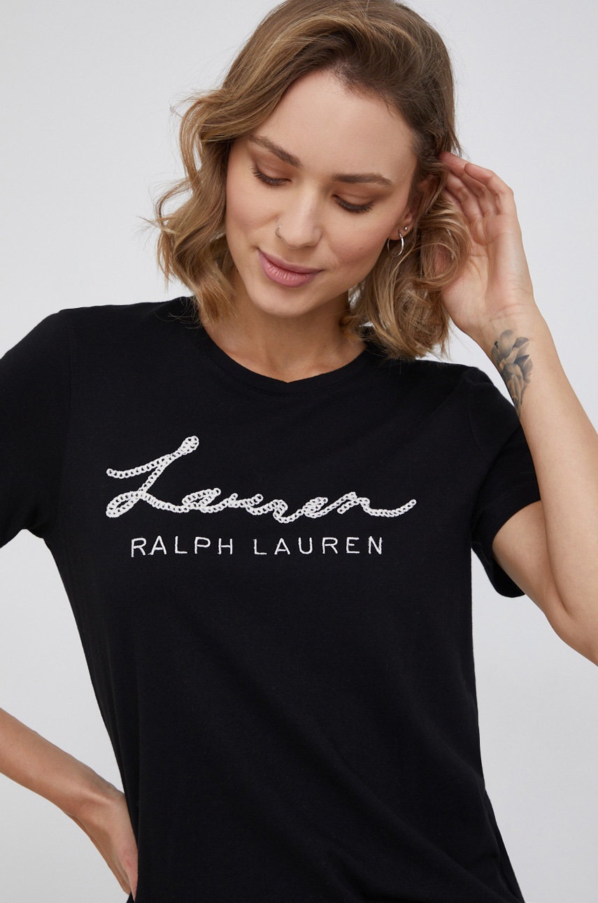 

Тениска Lauren Ralph Lauren дамска в черно, Черен