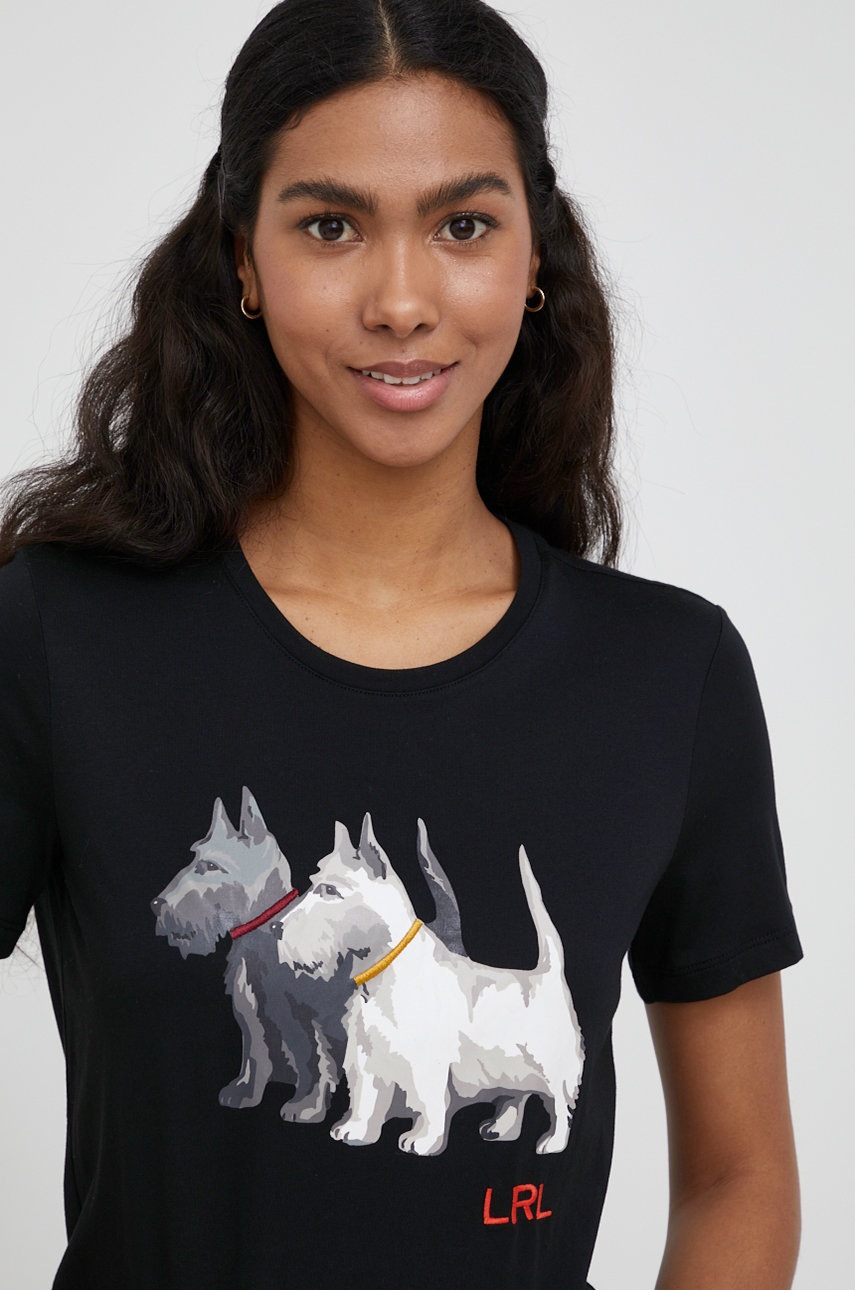 

Тениска Lauren Ralph Lauren дамска в черно, Черен