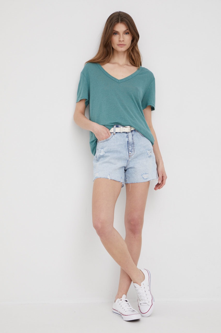 

Ленена тениска GAP в зелено, Зелен