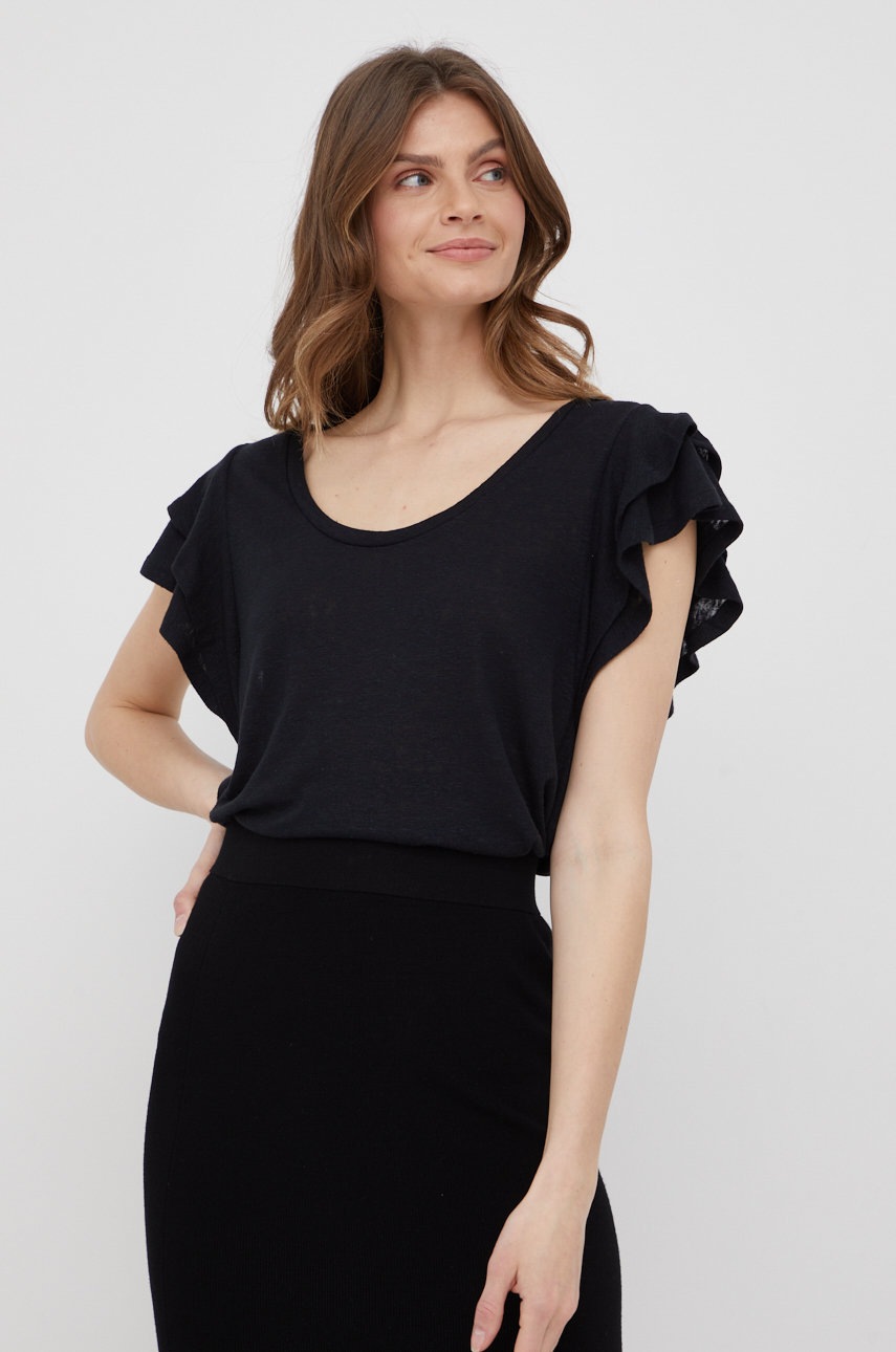 

Ленена тениска GAP в черно, Черен