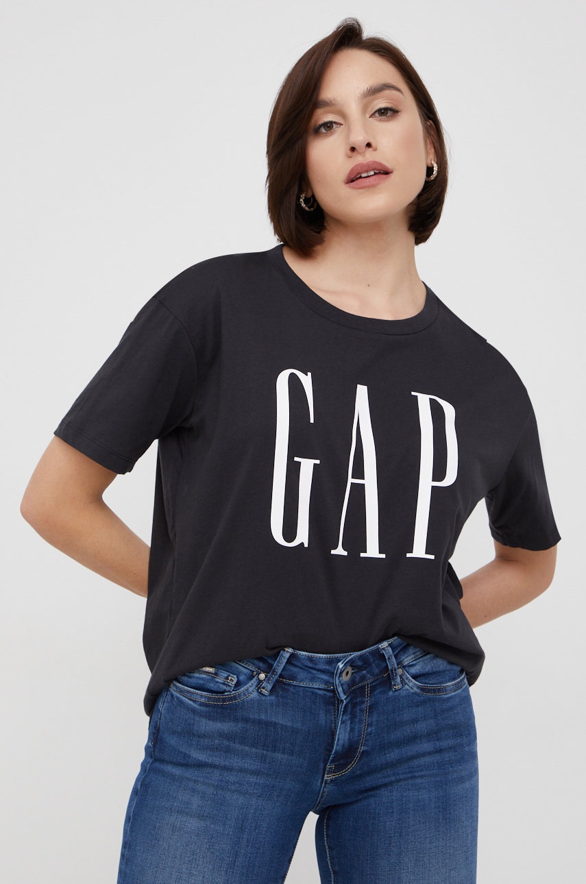 

Памучна тениска GAP в черно, Черен