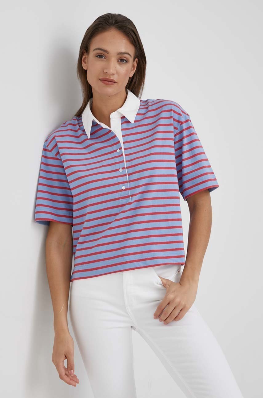 

Памучна тениска GAP с яка, Син
