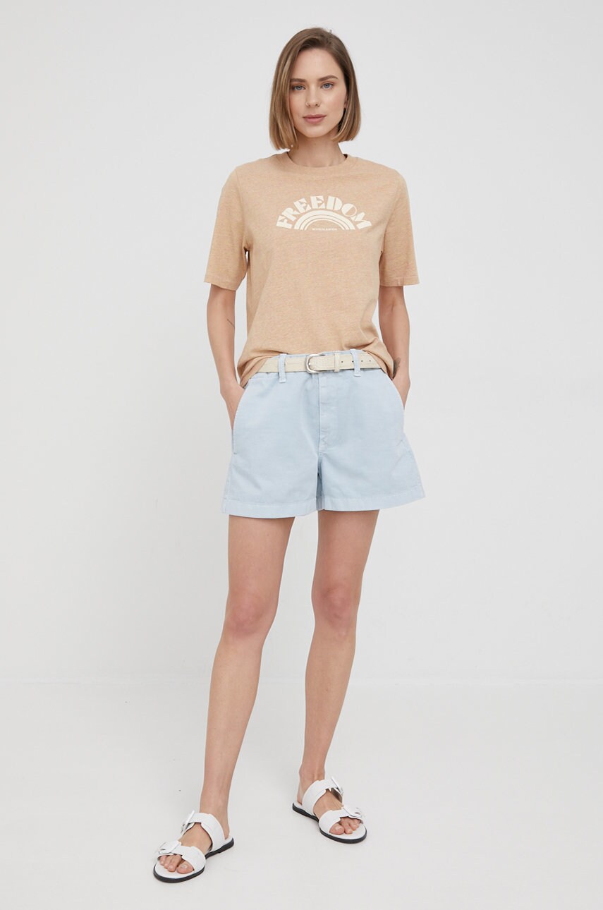

Хлопковая футболка Scotch & Soda цвет бежевый
