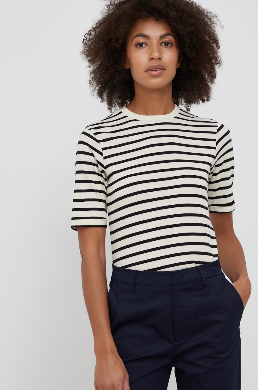 Scotch & soda tricou din bumbac culoarea bej