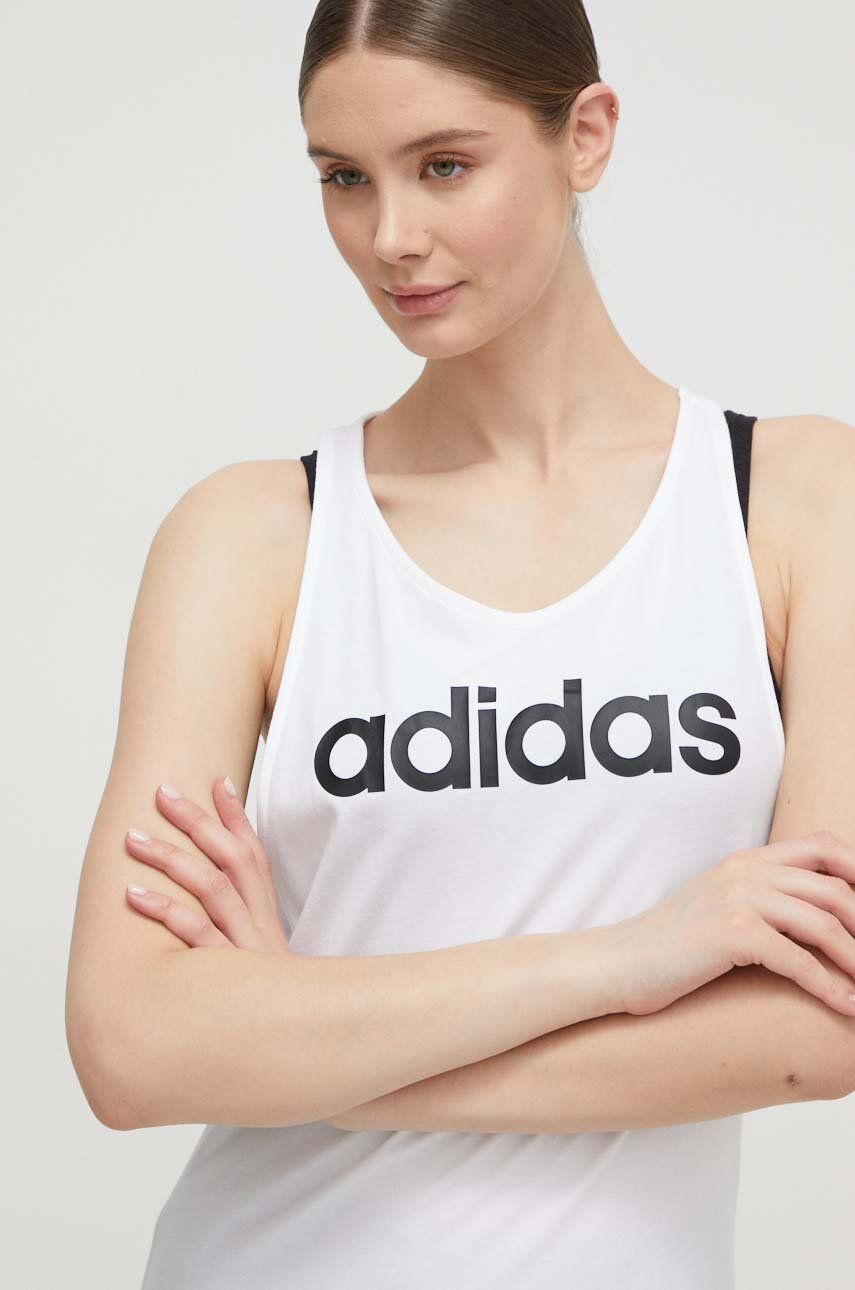 Bombažen Top Adidas Bela Barva