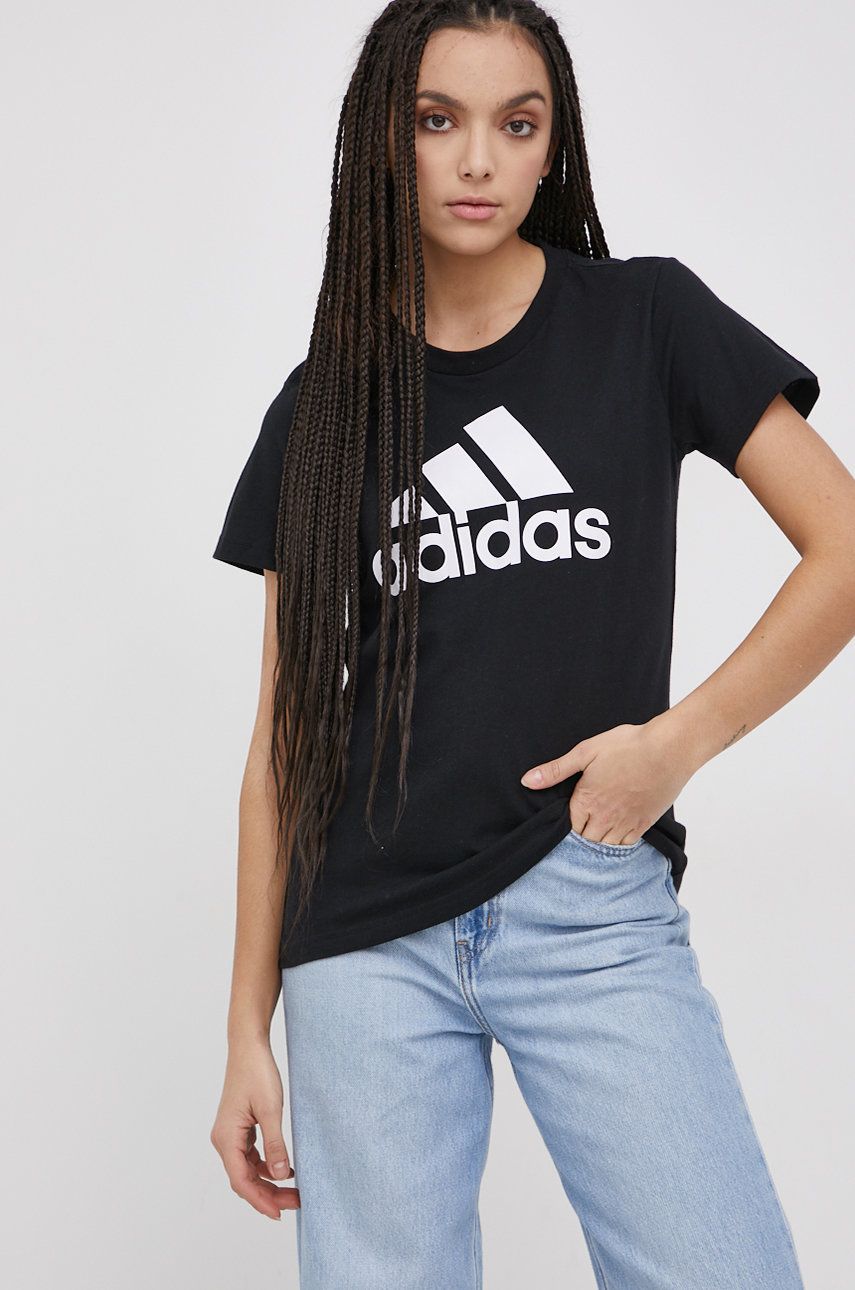Adidas T-shirt bawełniany GL0722 kolor czarny