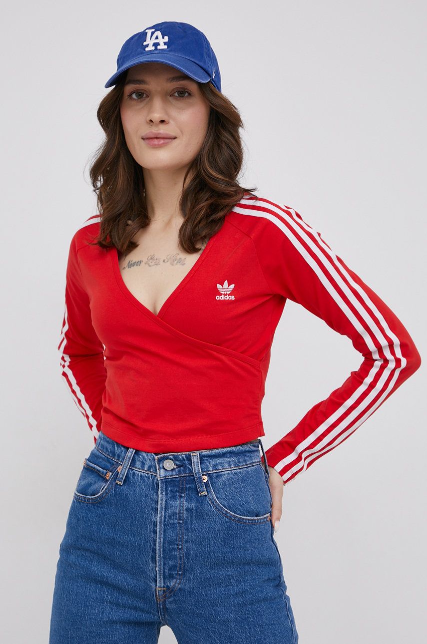 Adidas Originals Longsleeve Adicolor damski kolor czerwony