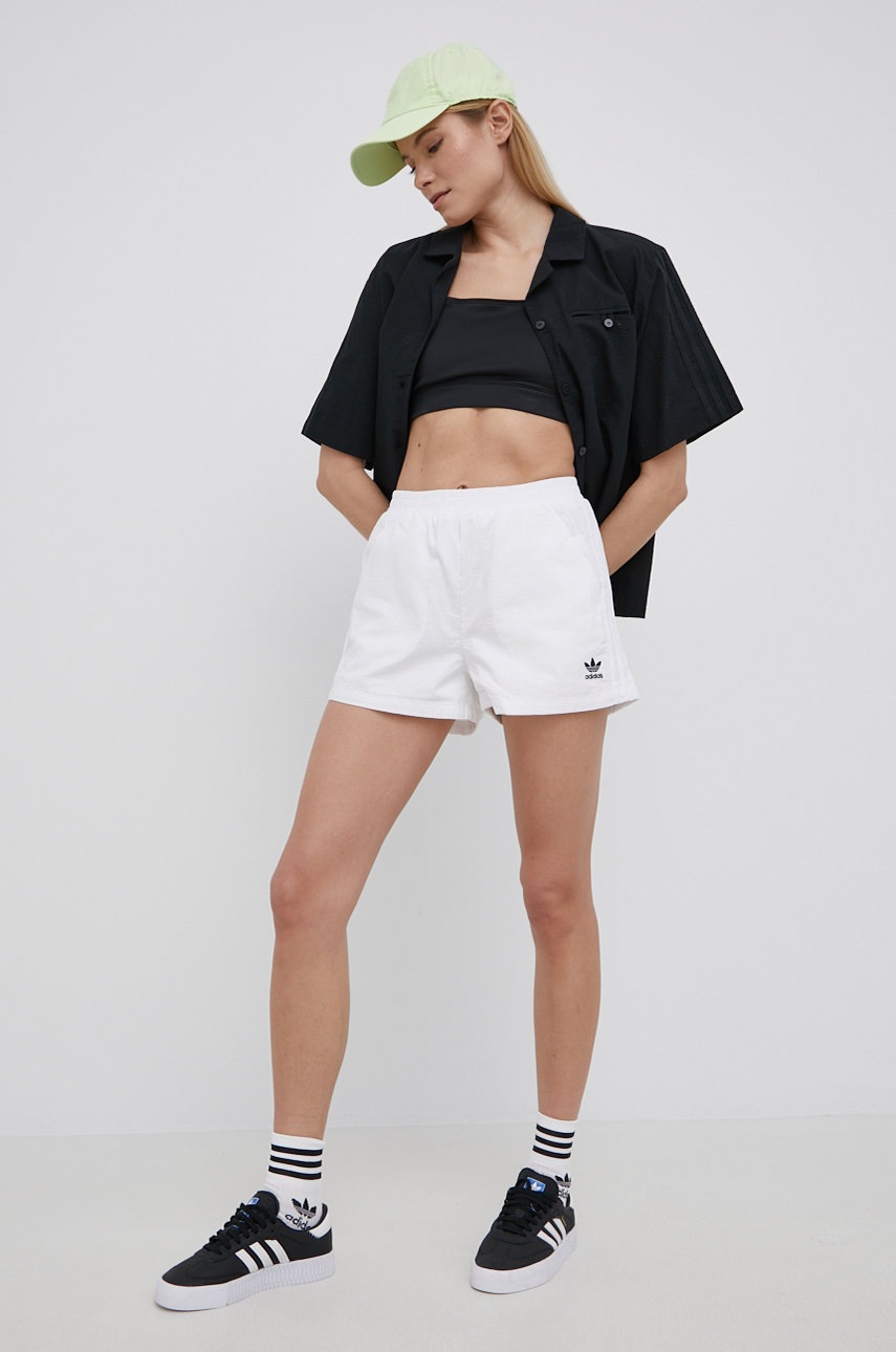 

Хлопковая рубашка adidas Originals Adicolor женская цвет чёрный relaxed классический воротник