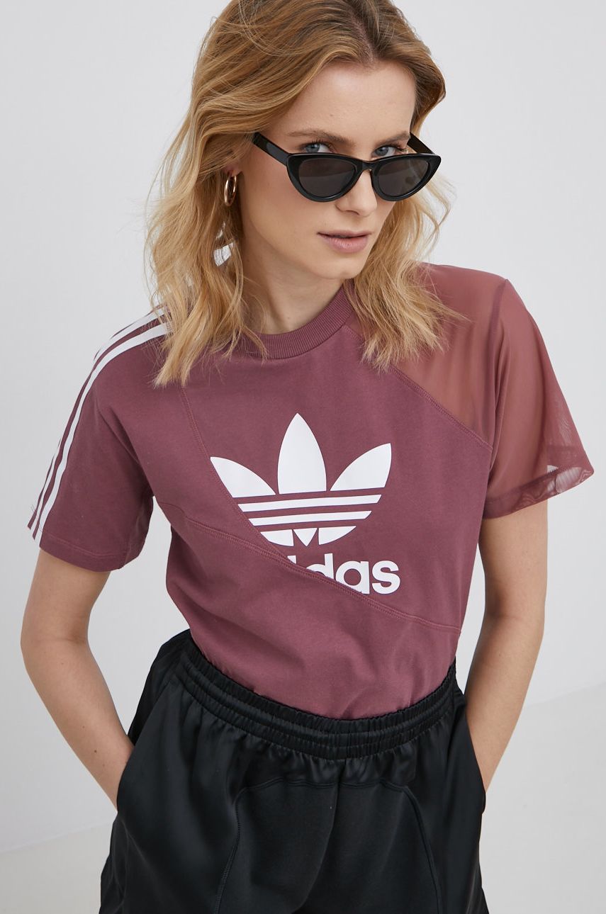 Adidas Originals t-shirt Adicolor damski kolor fioletowy