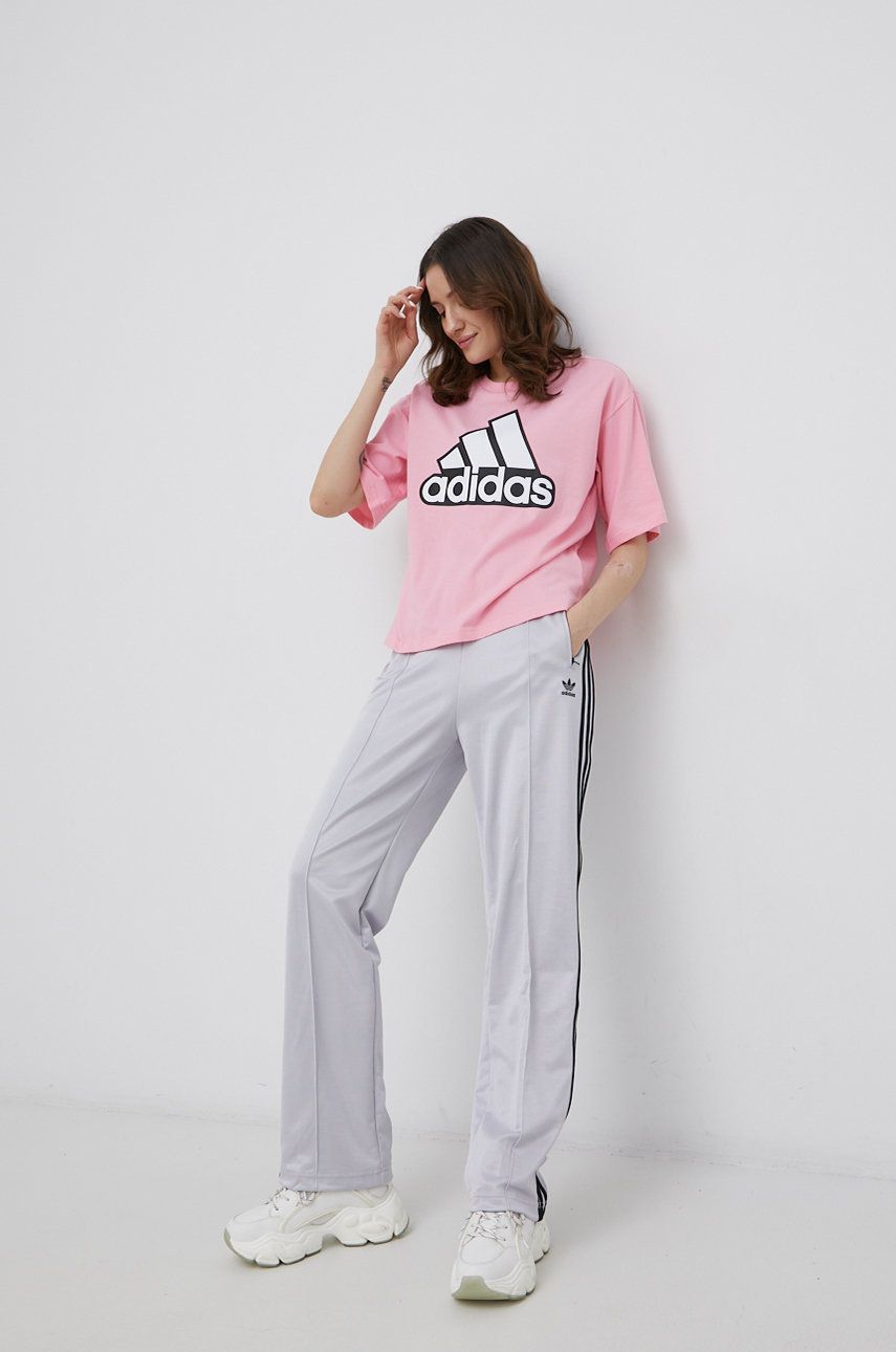 Adidas T-shirt bawełniany HC9184 kolor różowy