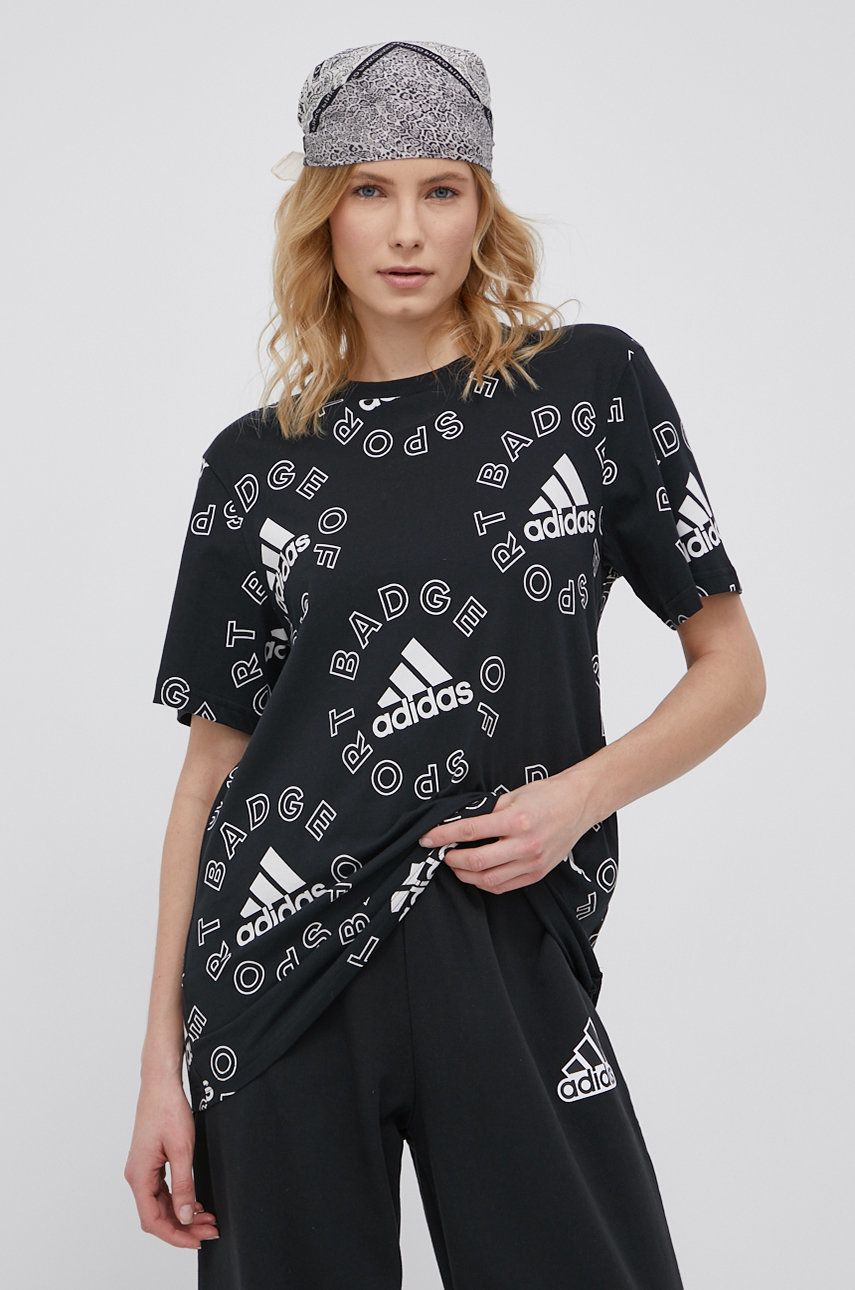 Adidas t-shirt bawełniany HC9187 kolor czarny