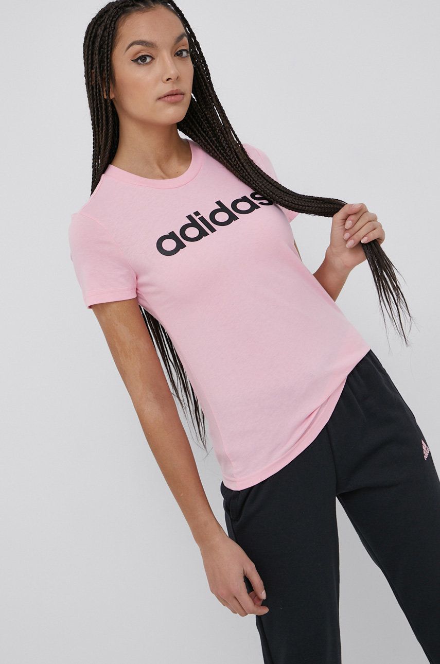 Adidas t-shirt bawełniany HD1681 kolor różowy