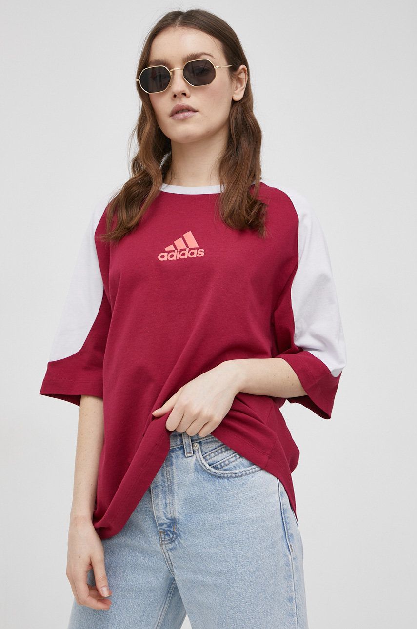 Adidas T-shirt bawełniany HD6776 kolor różowy