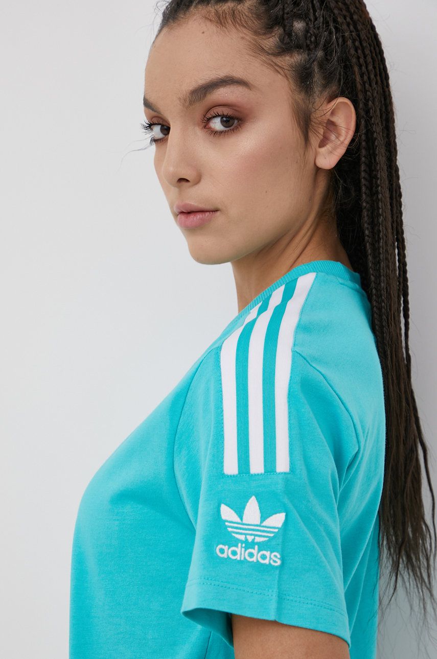 Adidas Originals Tricou din bumbac culoarea turcoaz