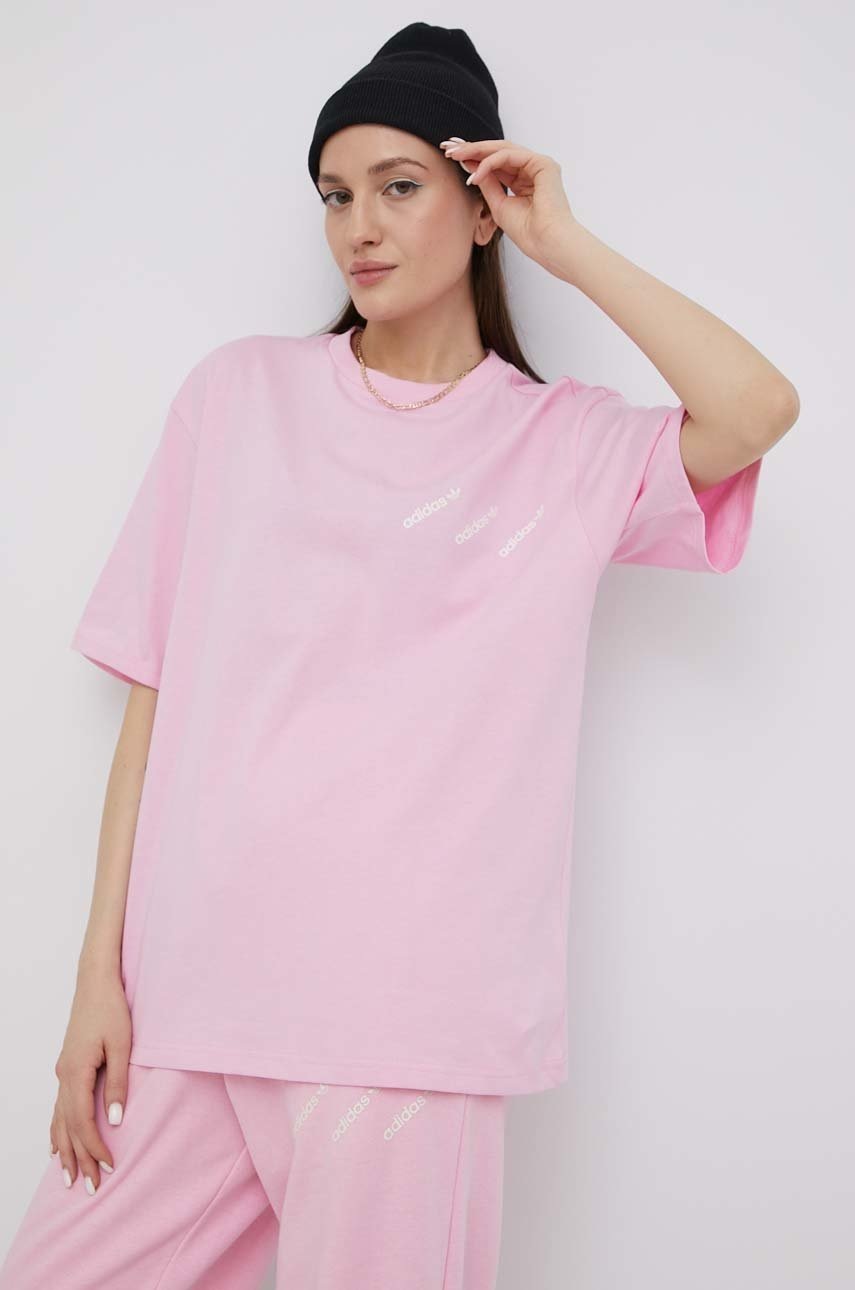

Тениска adidas Originals HM4880 дамски в розово, Розов