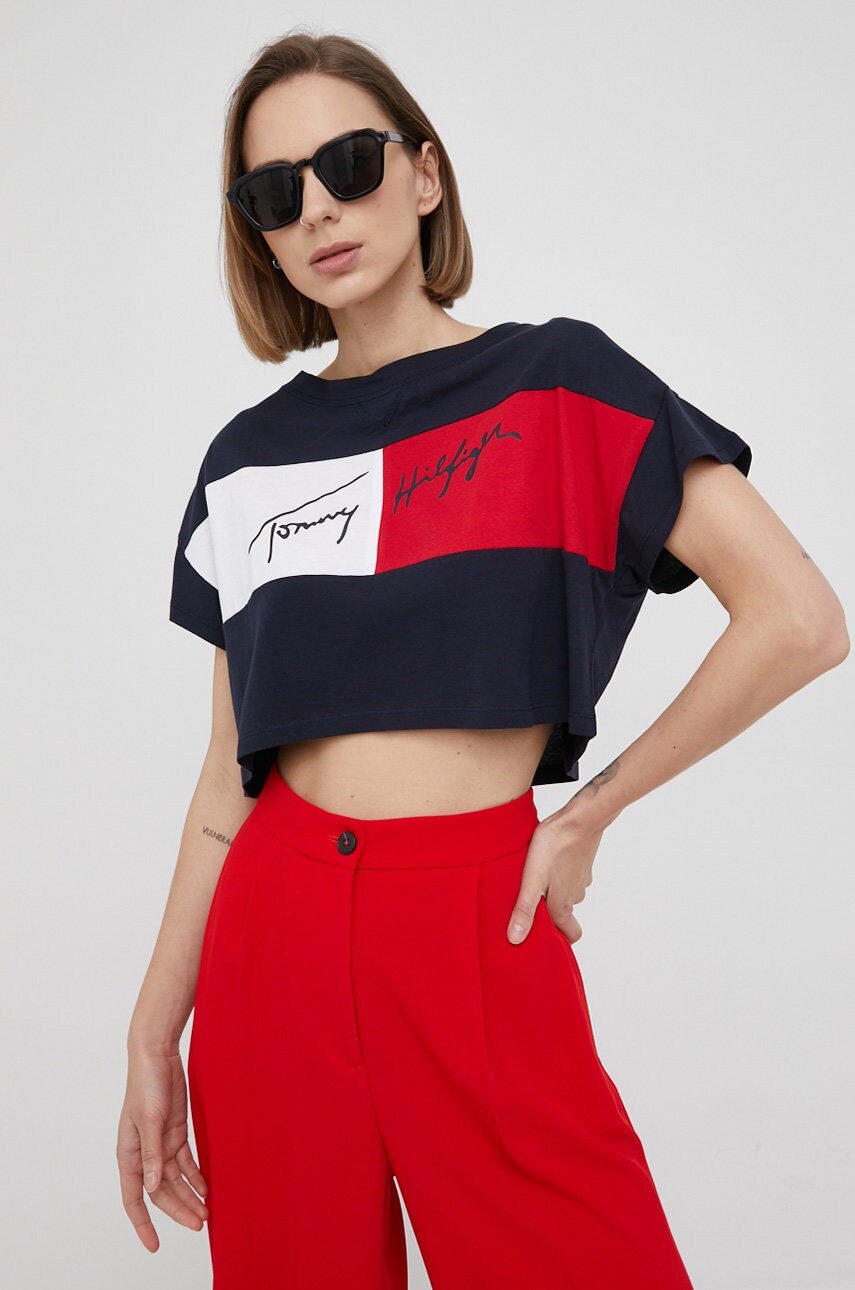 

Хлопковая футболка Tommy Hilfiger цвет синий