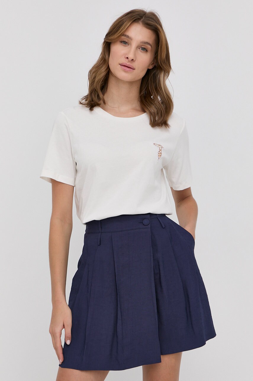 Trussardi tricou din bumbac culoarea bej