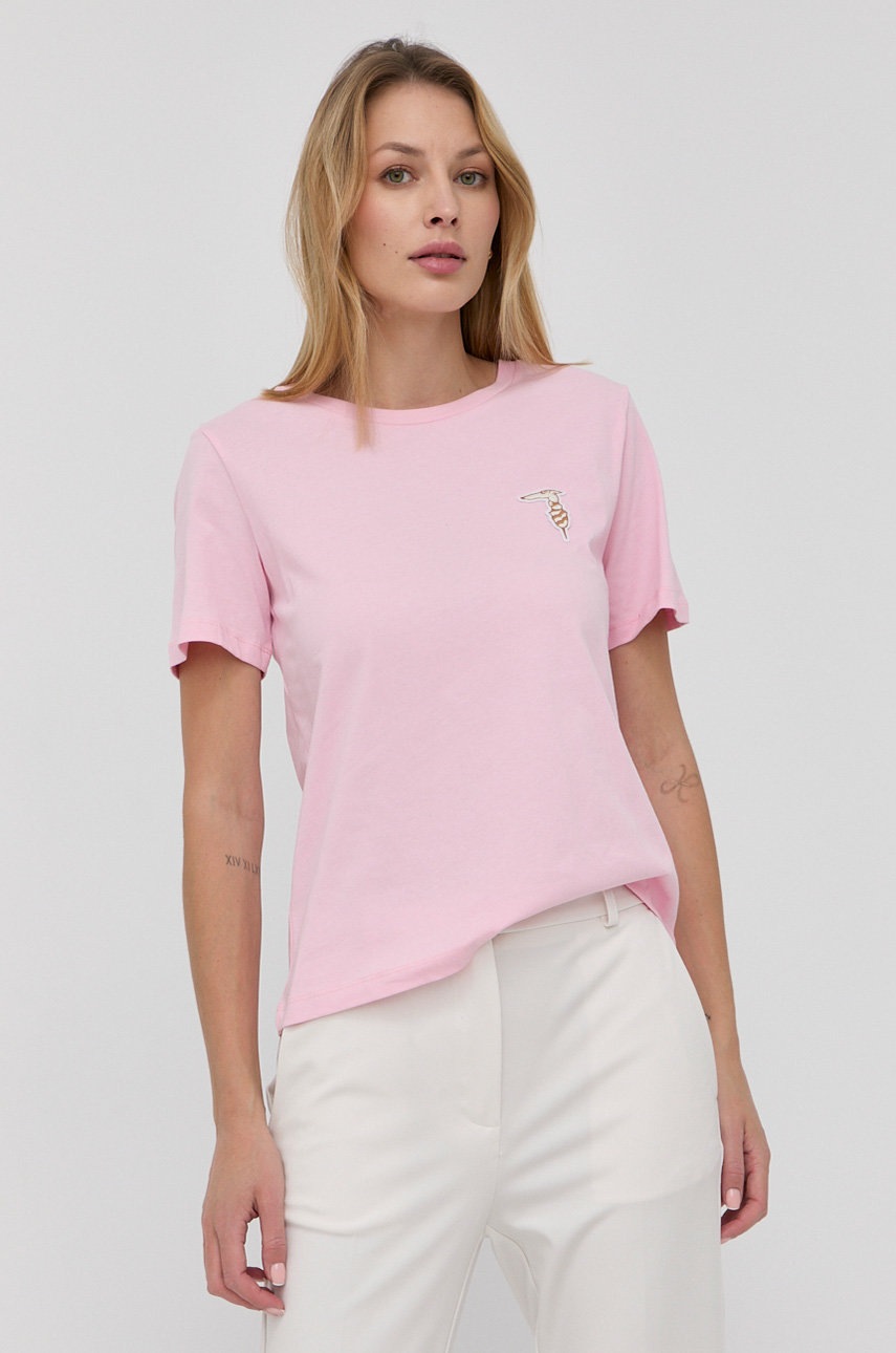 

Памучна тениска Trussardi в лилаво, Виолетов