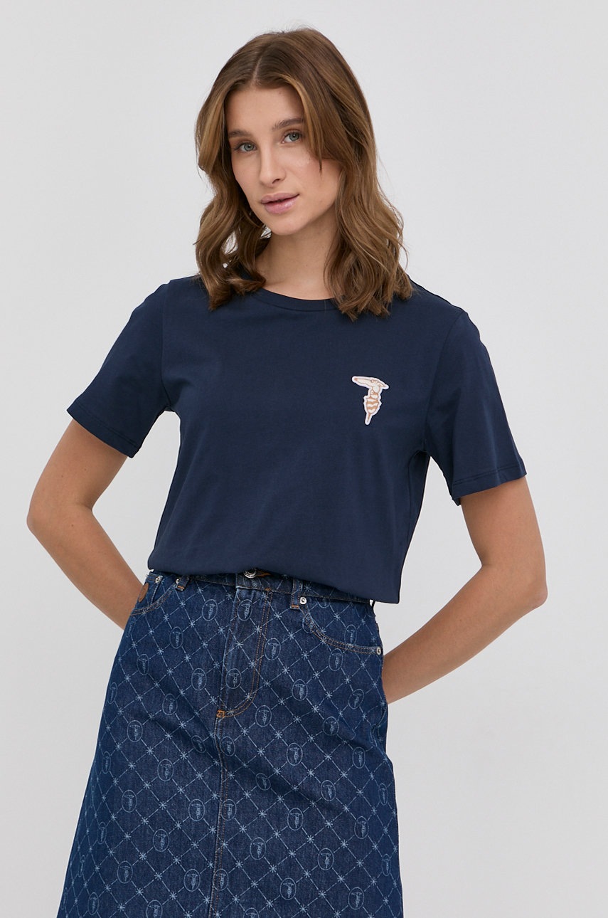 

Бавовняна футболка Trussardi колір синій