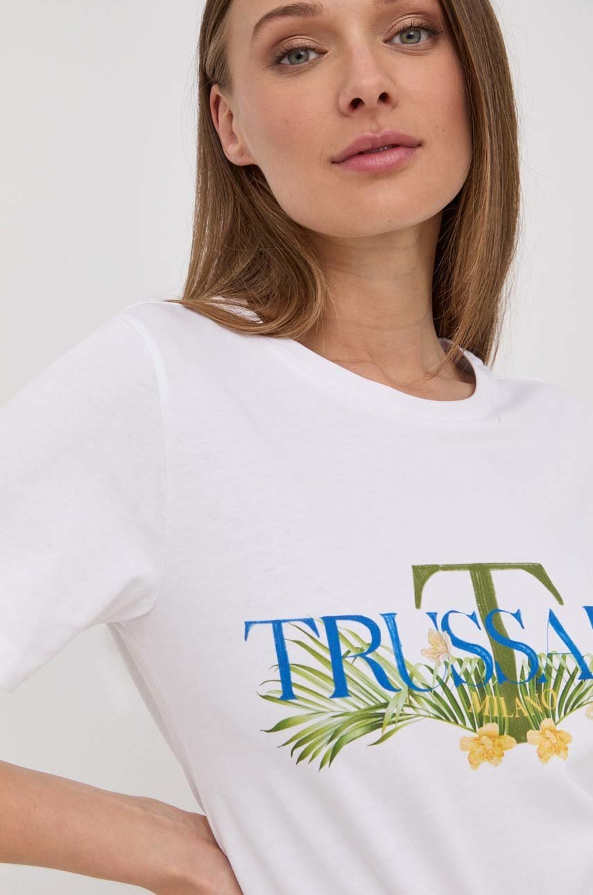 

Памучна тениска Trussardi в бяло, Бял