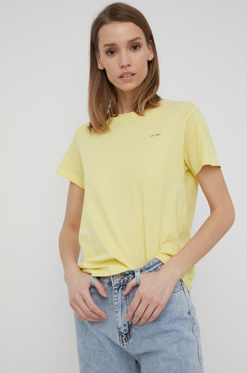 

Памучна тениска Marc O'Polo в жълто, Жълт