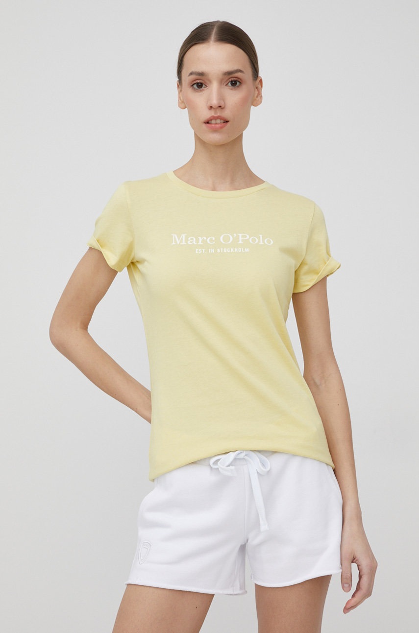 

Памучна тениска Marc O'Polo в жълто, Жълт