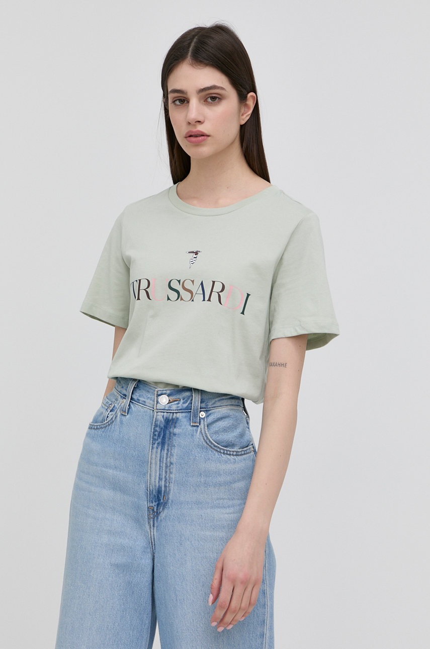 Trussardi tricou din bumbac culoarea verde