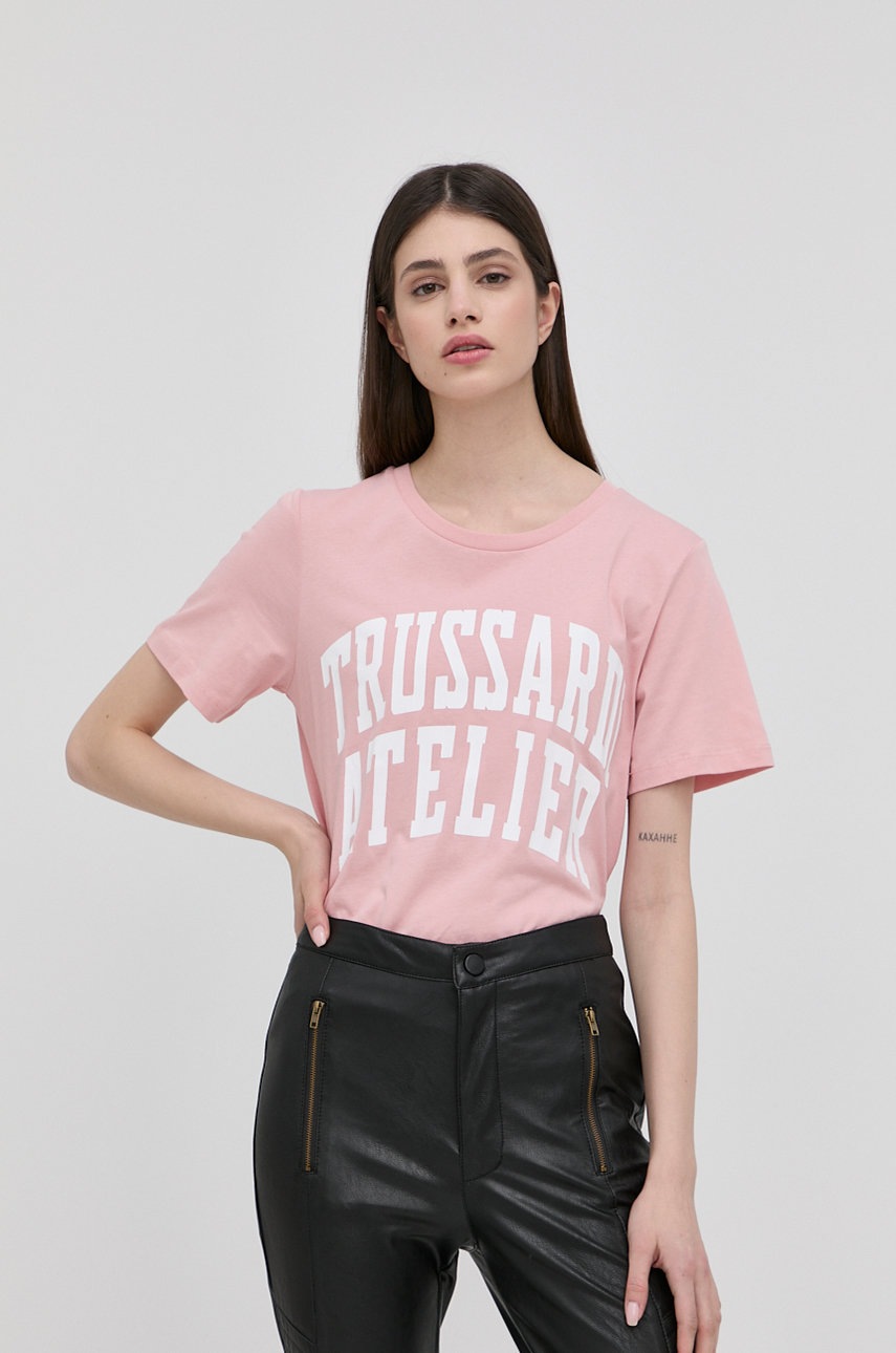 

Trussardi - Памучна тениска, Розов