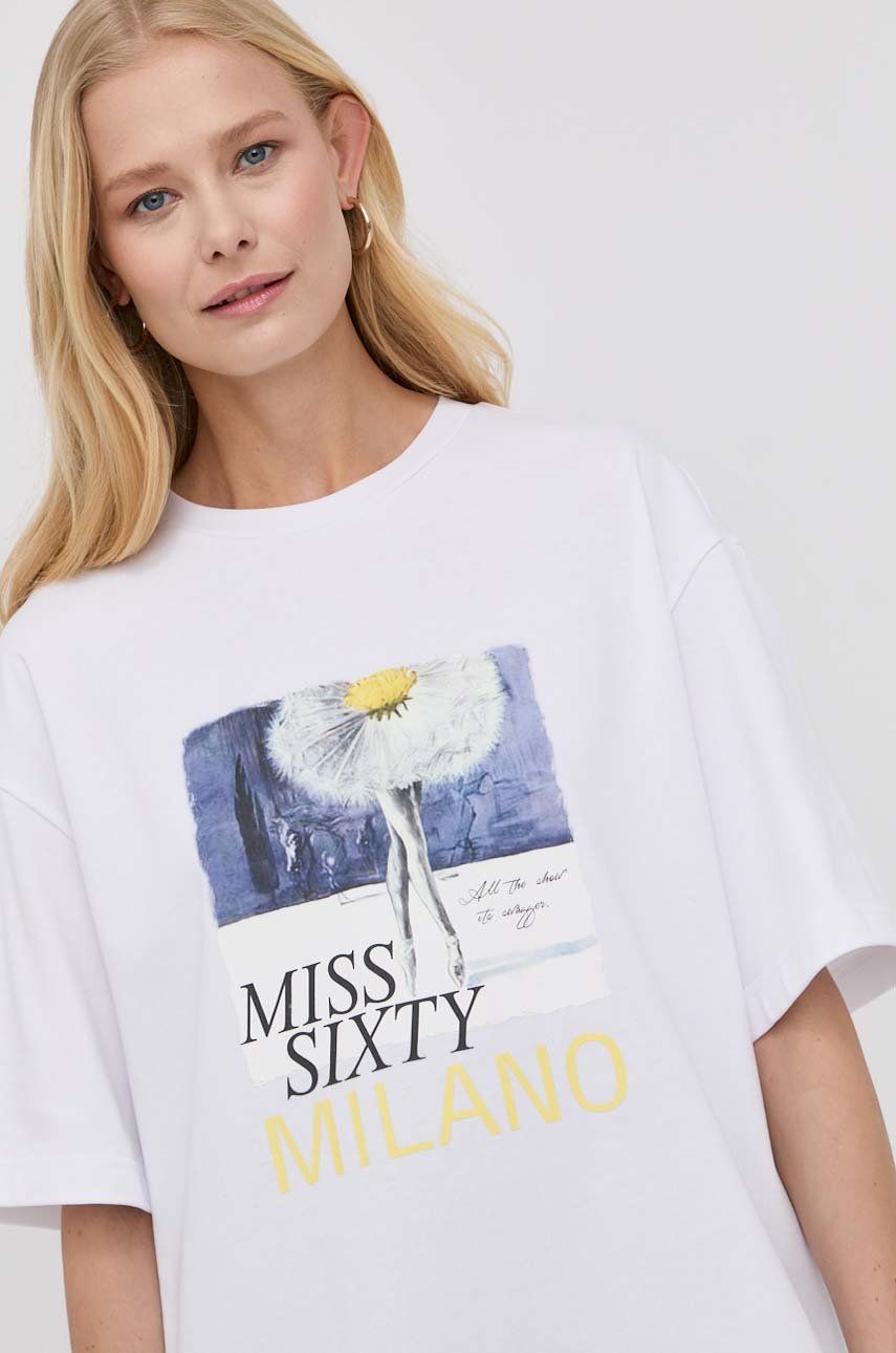 Miss Sixty tricou din bumbac culoarea alb ANSWEAR