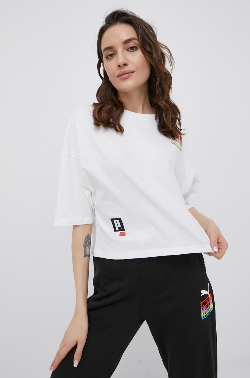 

Памучна тениска Puma 534350 в бяло, Бял